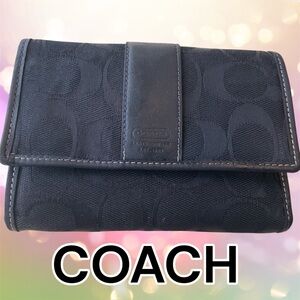 Coach Signature Print Trifold Wallet